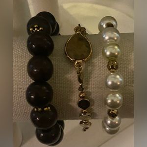 Manifest Boutique Wood beads Jasper Stone and Pearl Beads Bracelets